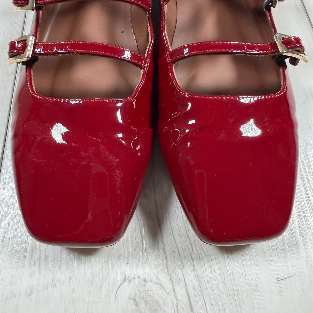 ALOHAS Luke Burgundy Patent Leather Mary Jane Flats Square Toe Euro Size 40 - Picture 2 of 8